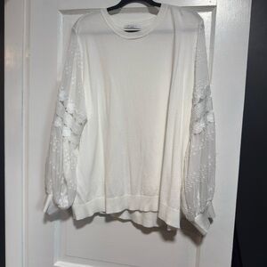 Sioni Cream Sweater with Sheer Accents